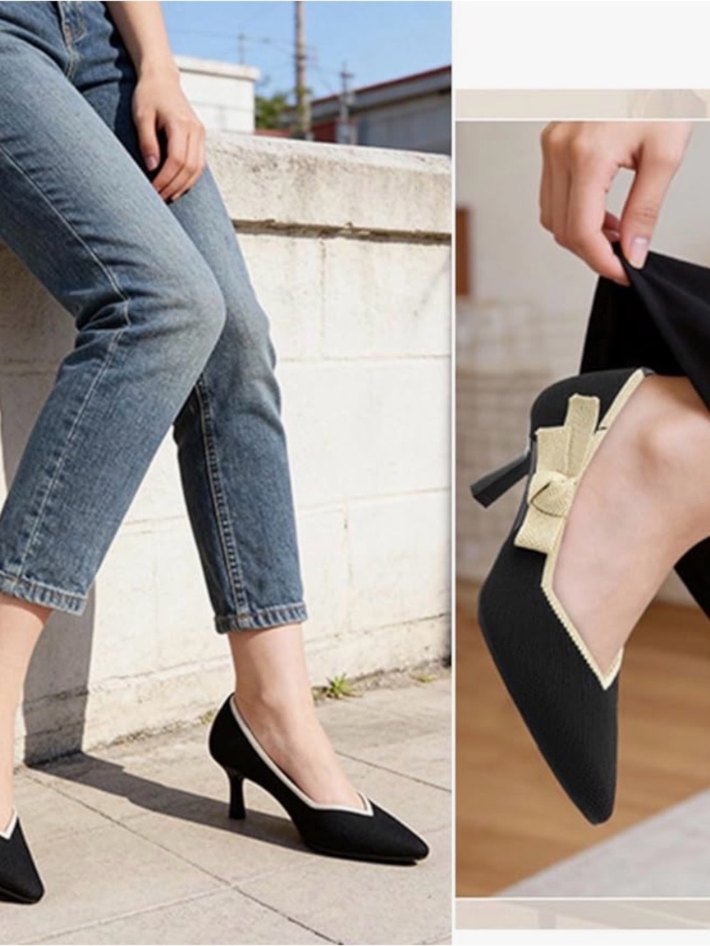 Jenn Ardor Black Heels with Bow